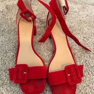 Banana Republic Red Suede Heels with Buckle